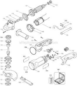 Page A Diagram and Parts List for TV810 Type 2 Black and Decker Angle Grinder